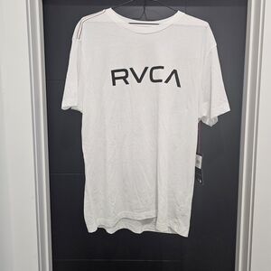 RVCA White Short Sleeve Tee with Logo